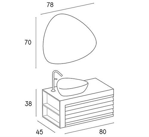 Wood and PVC vanity cabinet model D-8002